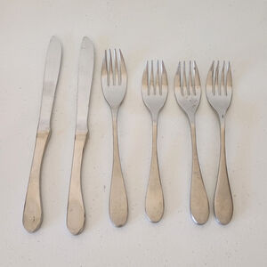 6 Pc Knork Stainless Flatware 2 Knives 1 Dinner Fork 3 Salad Forks